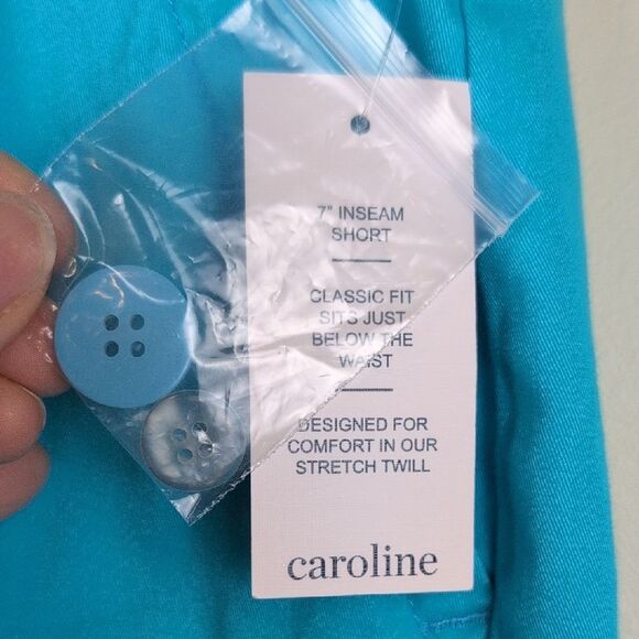 Crown & Ivy Caribbean Turquoise Caroline 7" Shorts Stretch Twill Size 14W NWT - Picture 5 of 9